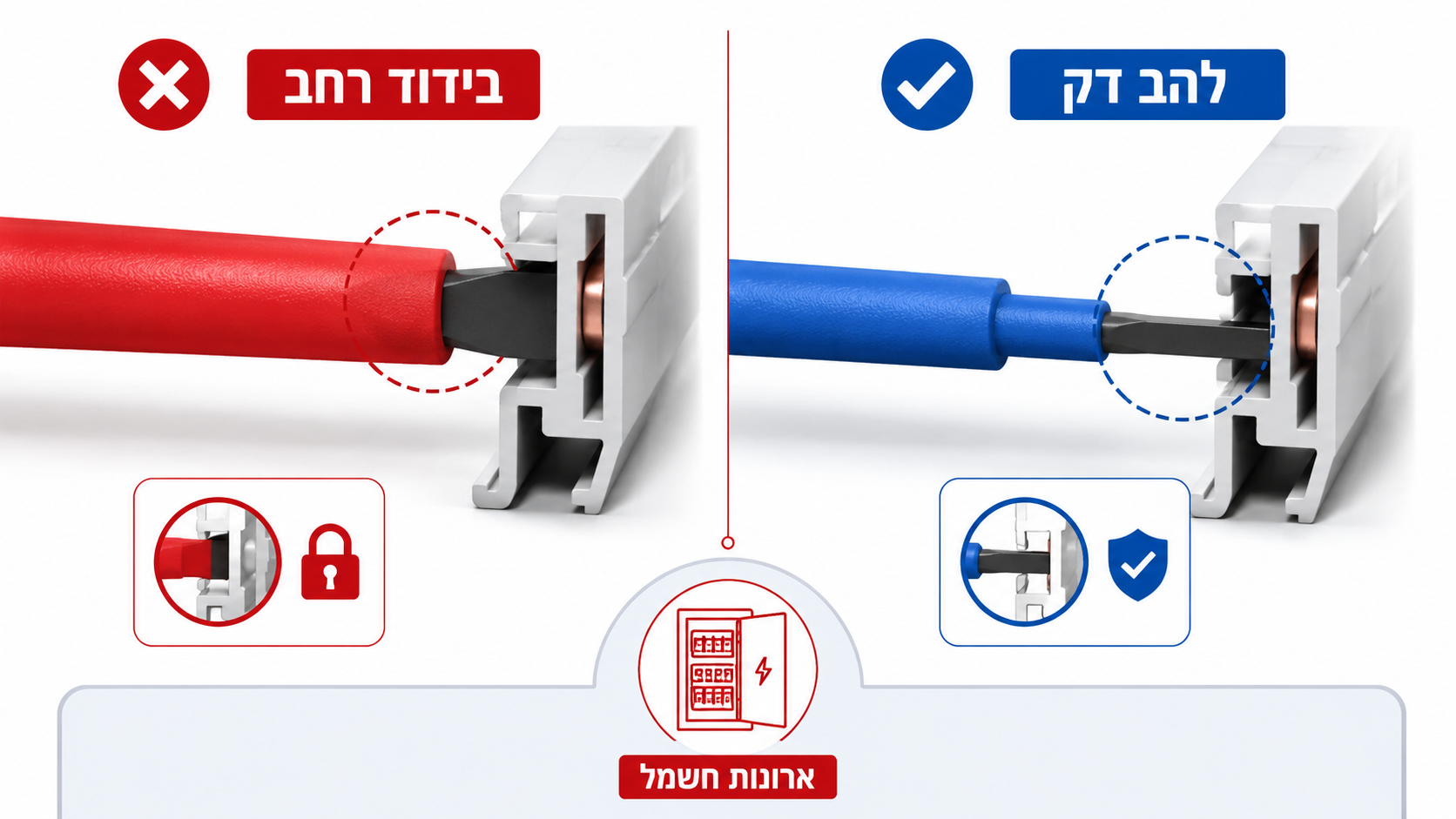 בדיקת התאמת סט מברגים מבודדים ללוחות וארונות חשמל
