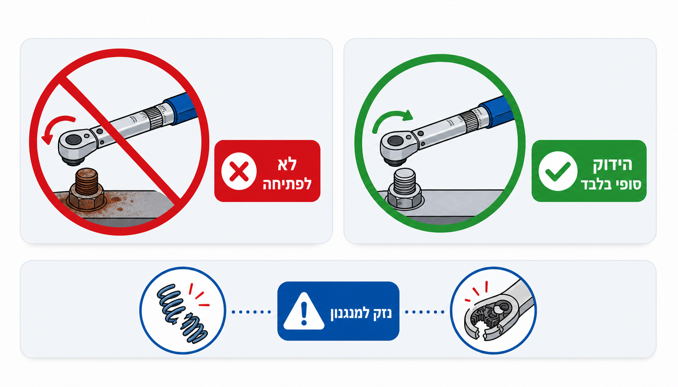 המחשה גרפית לשאלה האם ניתן לפתוח ברגים תפוסים באמצעות מפתח מומנט
