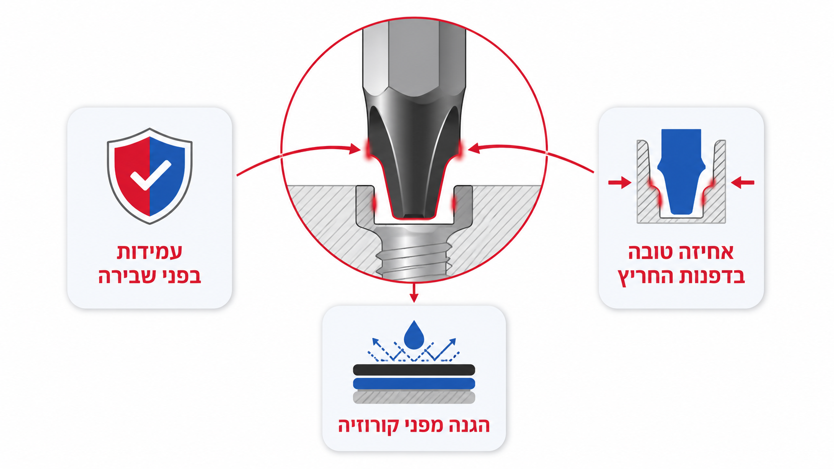 קצה מוקשח בציפוי Black Point למברגי דיוק