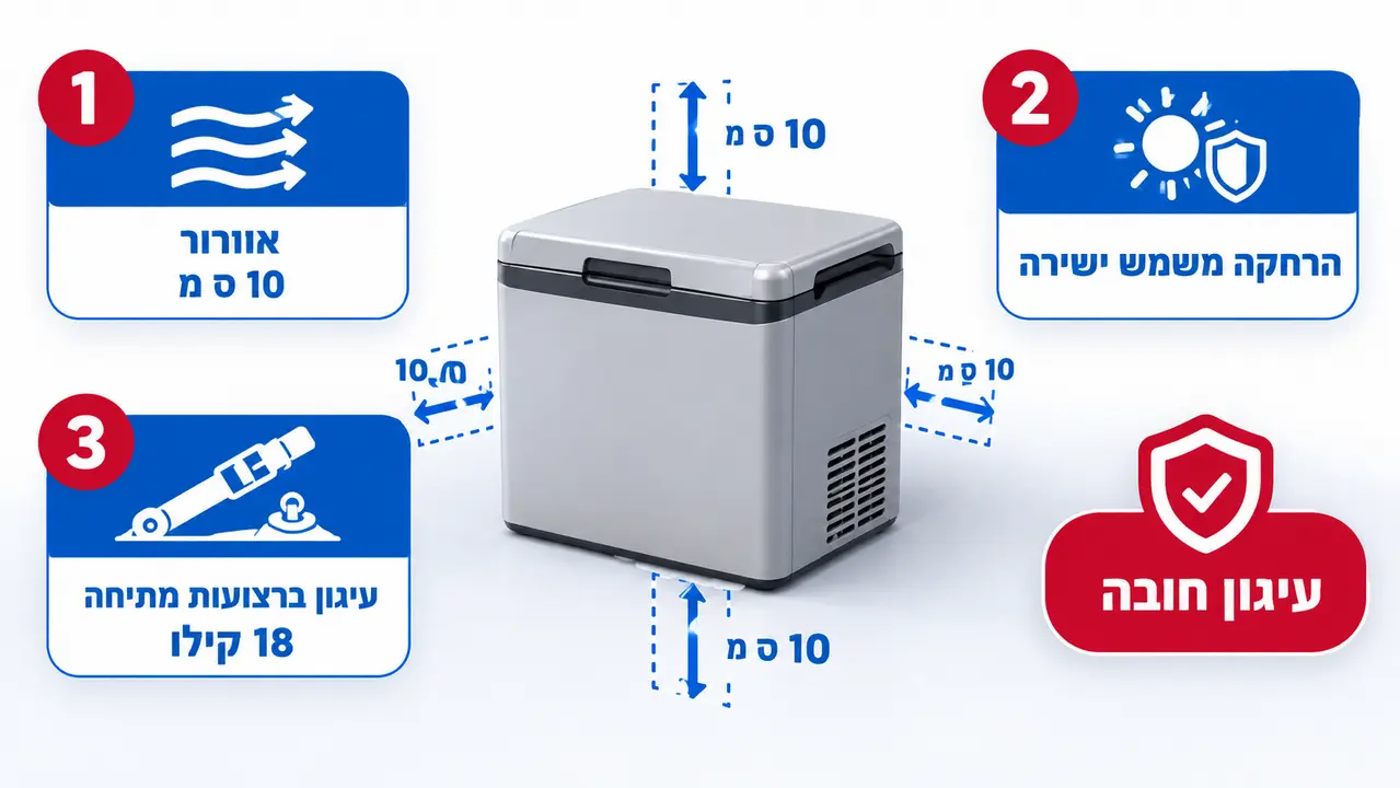 מיקום נכון של מקרר לרכב בתא המטען