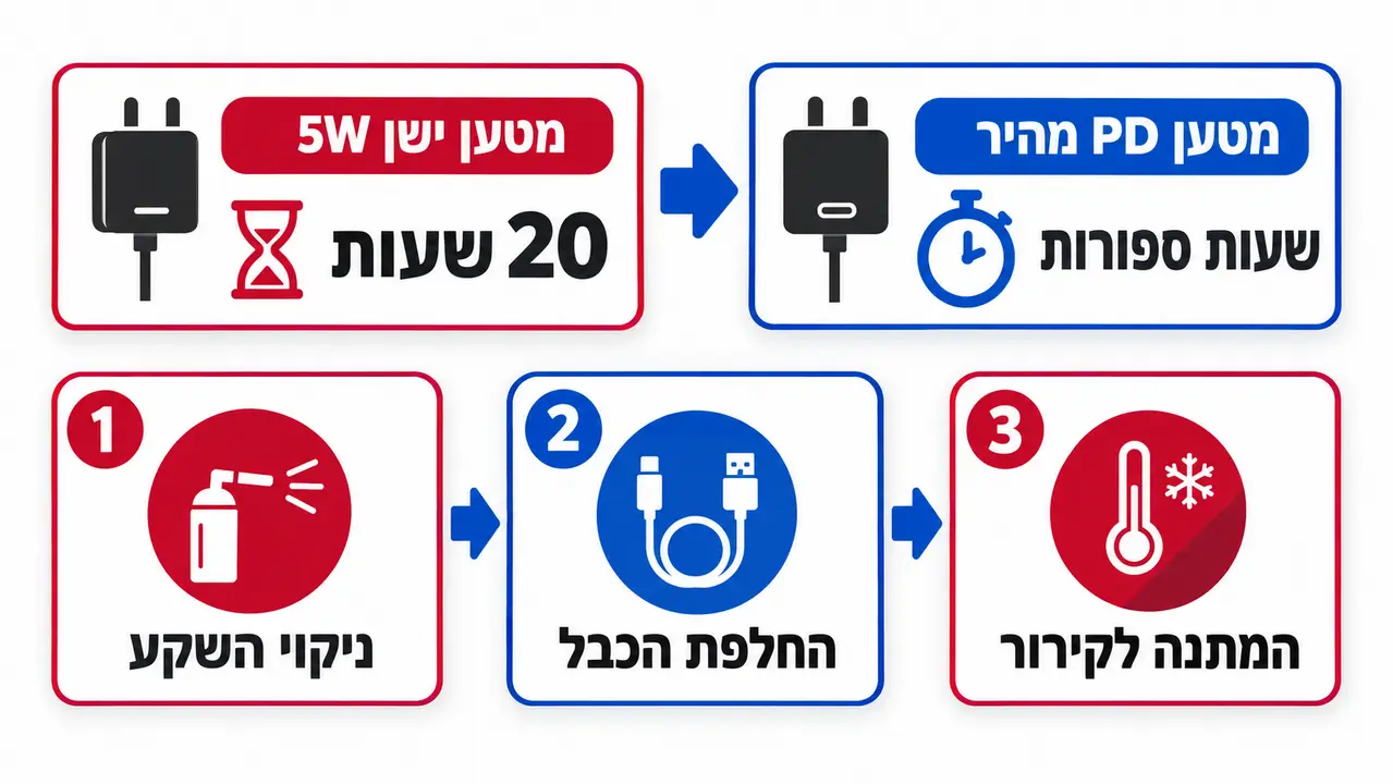 סיבות נפוצות לטעינה איטית של מטען נייד