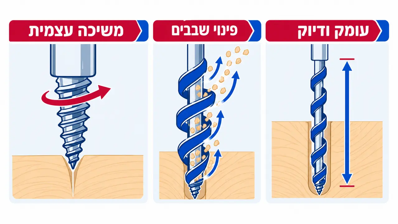 מקדח עץ ספירלי ושימוש נכון בו