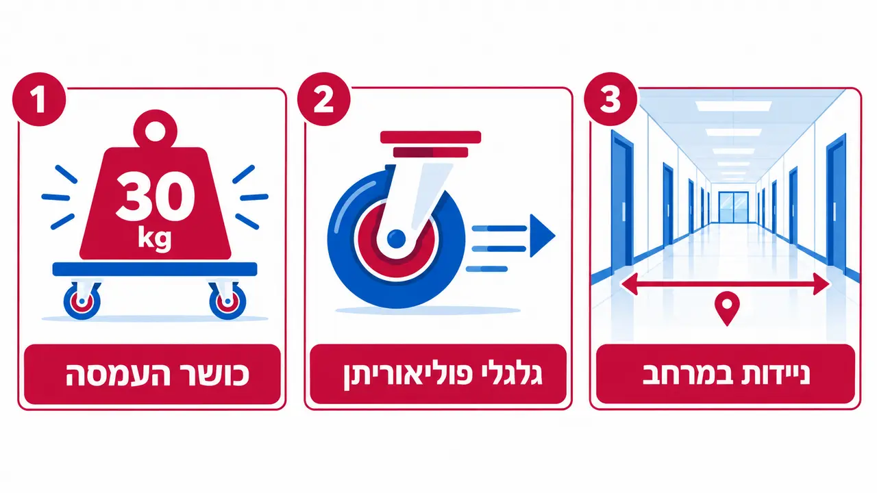 תיק כלי עבודה על גלגלים עם ידית טלסקופית במסדרון מוסדי